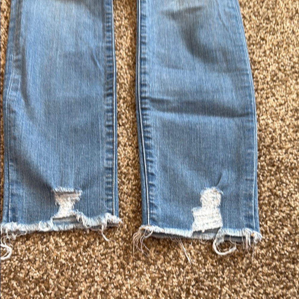 Women's Blue Distressed Jeans - Picture 3 of 5